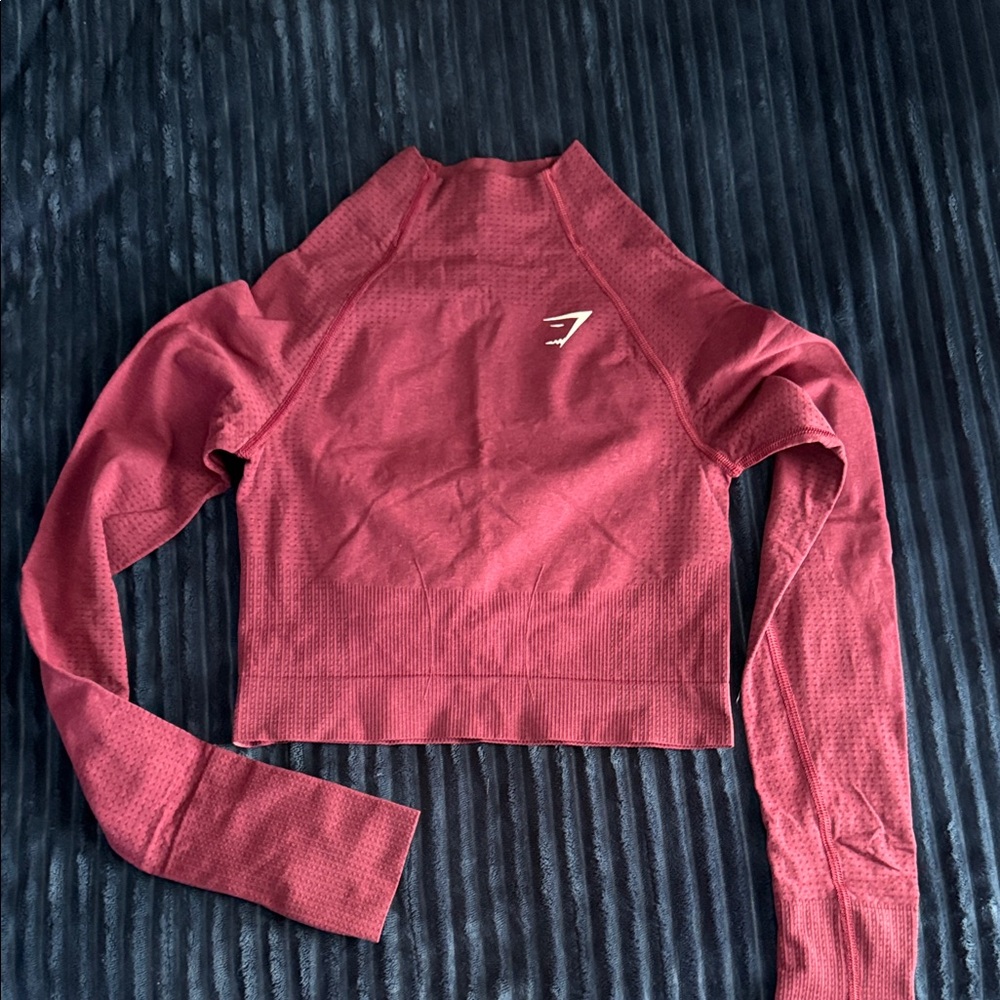 Gymshark Women's Burgundy Long Sleeve Crop Top